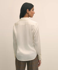 Silk Charmeuse Pintucked Blouse