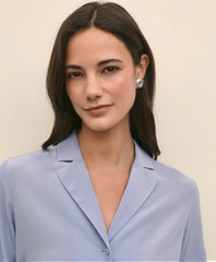 Silk Crepe Notch-Collar Blouse