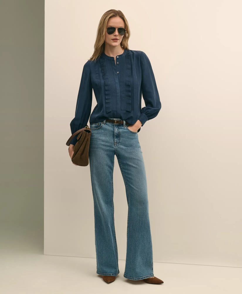 Silk Habotai Pintucked Blouse