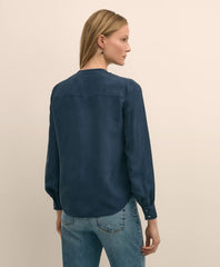 Silk Habotai Pintucked Blouse