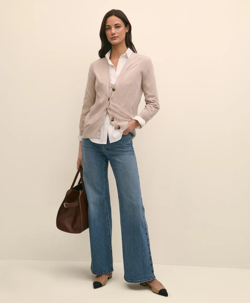 Silk Marled Knit Relaxed Cardigan