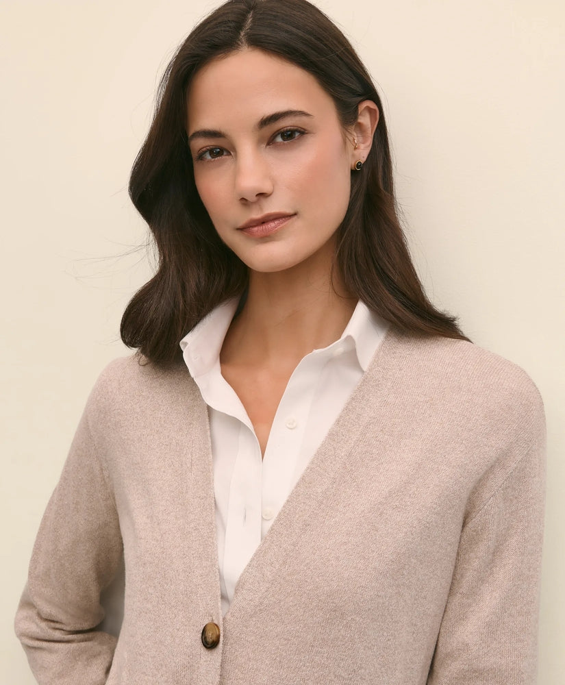 Silk Marled Knit Relaxed Cardigan