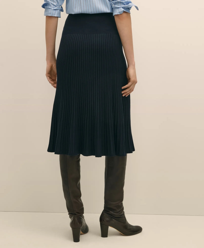 Silk Viscose Pleated Sweater Skirt