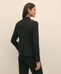 Single-Breasted Peak Lapel Jacket in Fine Twill Stretch Crepe