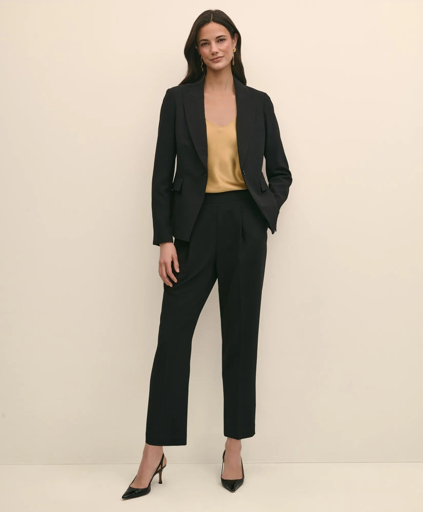 Single-Breasted Peak Lapel Jacket in Fine Twill Stretch Crepe