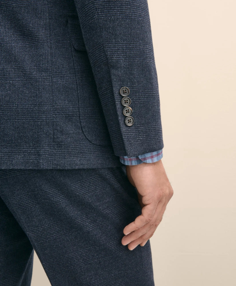 Slim Fit Check Suit Jacket in Brushed-Cotton