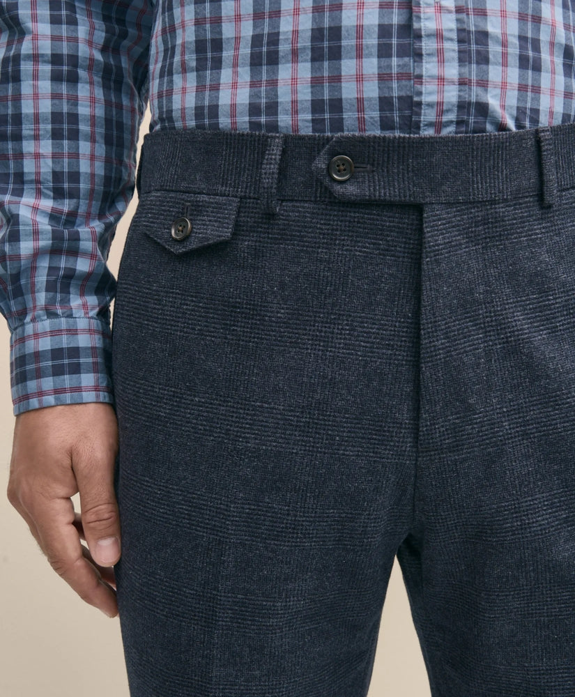 Slim Fit Check Suit Pants in Brushed-Cotton