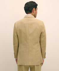 Slim Fit Cotton-Linen Herringbone Double-Breasted Suit Jacket
