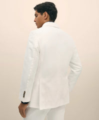 Slim Fit Cotton-Linen Herringbone Double-Breasted Suit Jacket