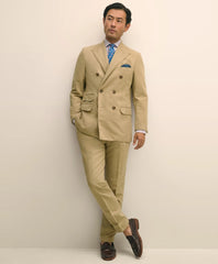 Slim Fit Cotton-Linen Herringbone Single-Pleat Suit Pants