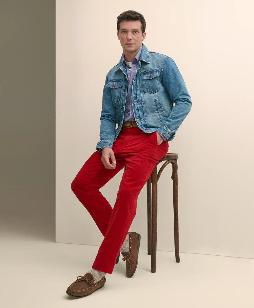 Slim Fit Cotton Wide-Wale Corduroy Pants