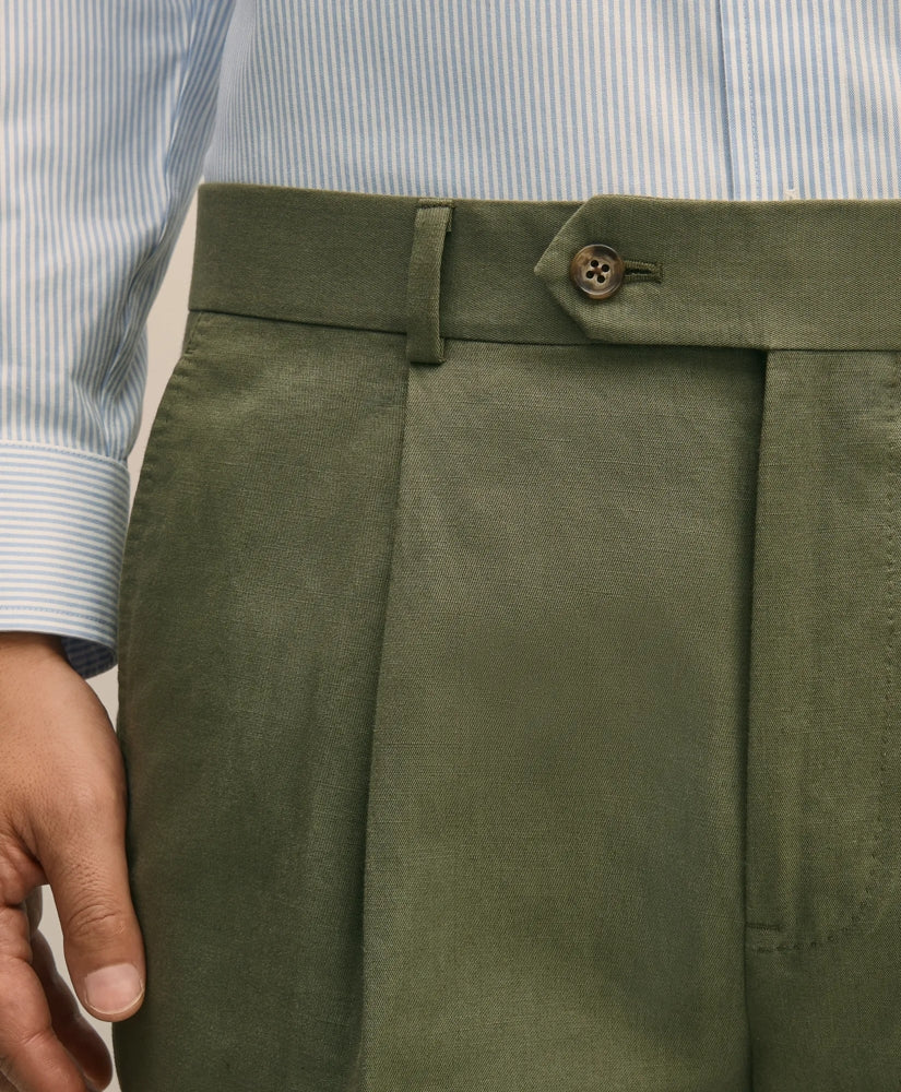 Slim Fit Fine Twill Washed Linen-Cotton Single-Pleat Suit Pants