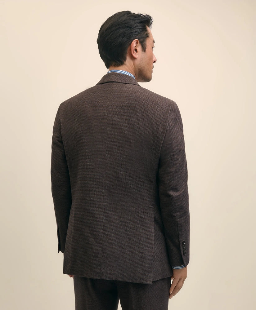 Slim Fit Mini-Houndstooth Suit Jacket in Brushed-Cotton
