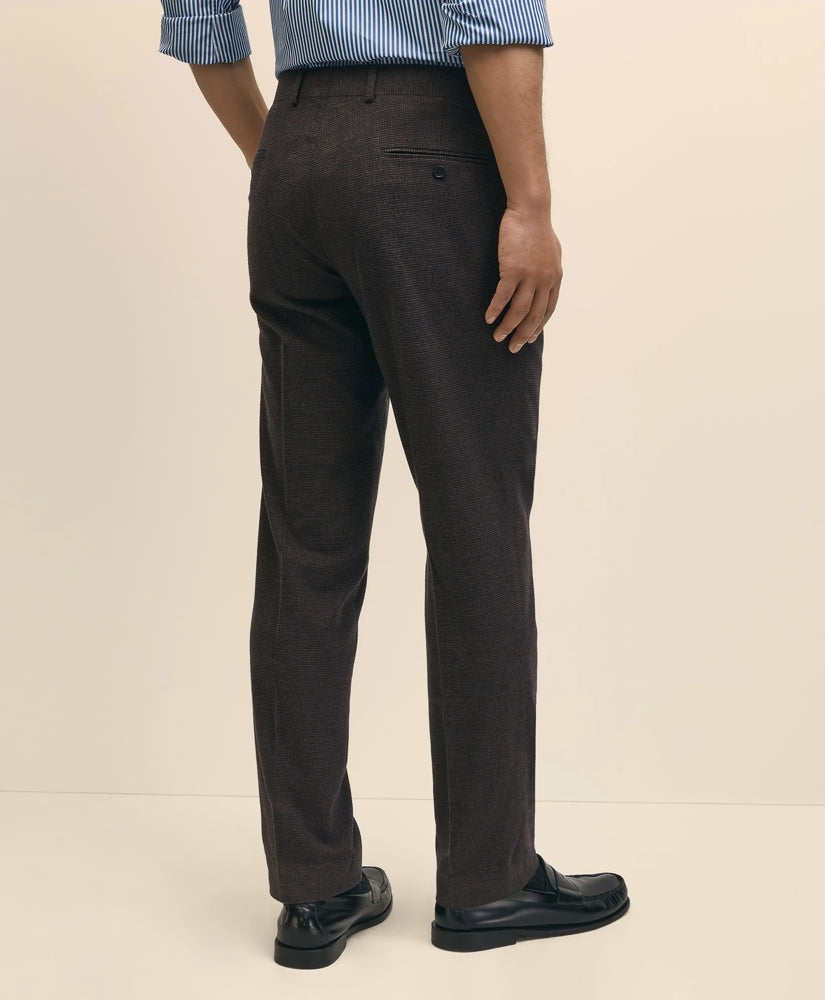 Slim Fit Mini-Houndstooth Suit Pants in Brushed-Cotton