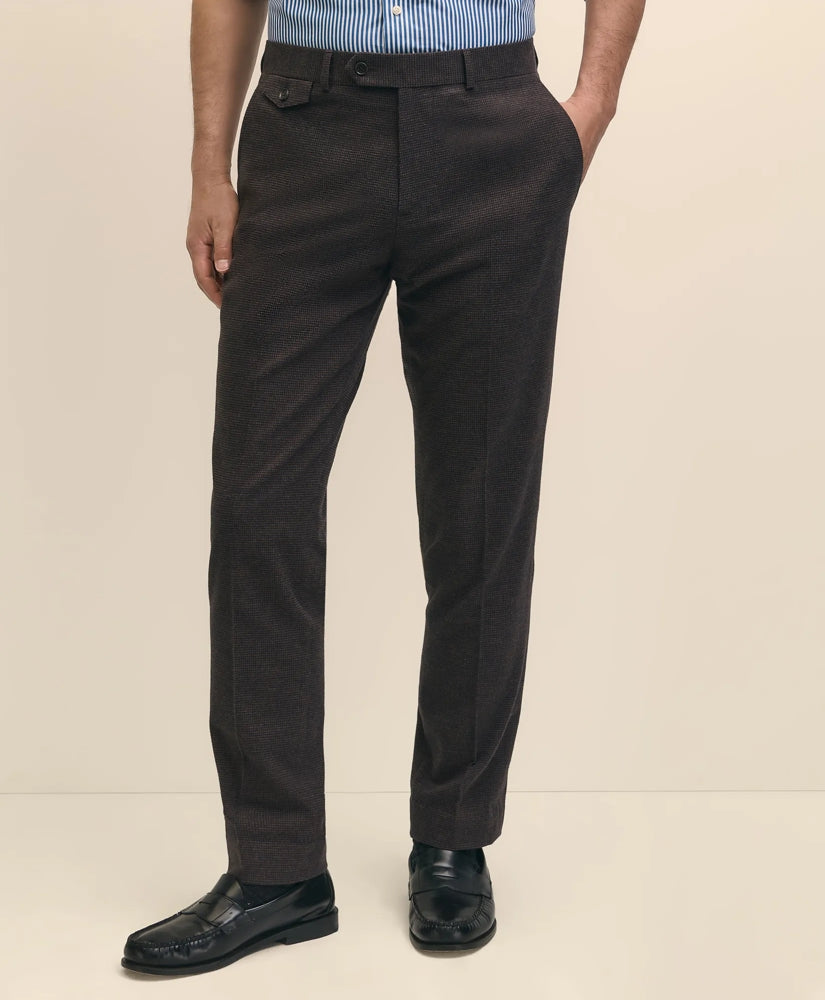 Slim Fit Mini-Houndstooth Suit Pants in Brushed-Cotton