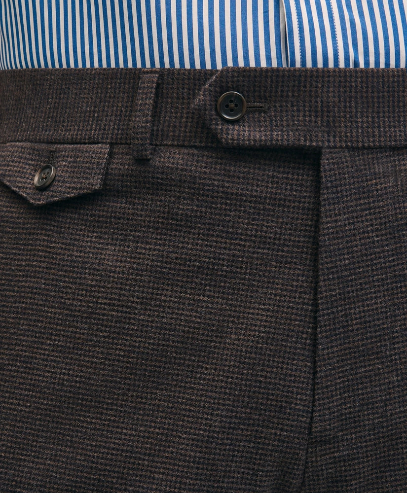 Slim Fit Mini-Houndstooth Suit Pants in Brushed-Cotton