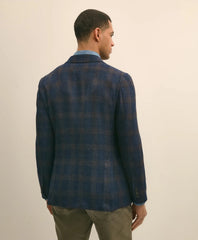Slim Fit Wool-Cotton-Silk-Cashmere Hopsack Check Sport Coat