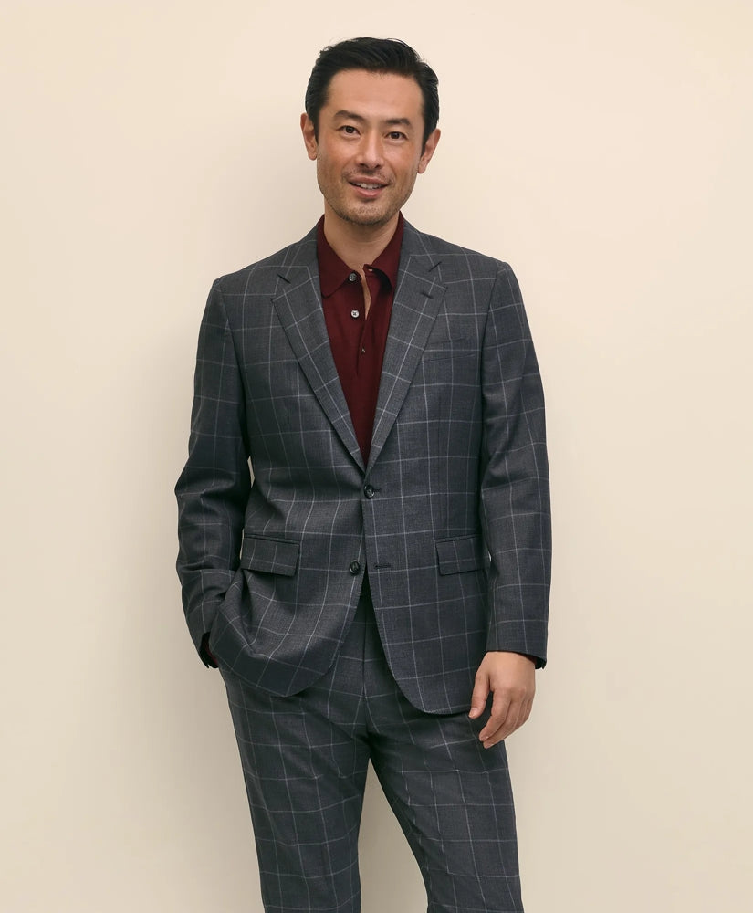 Slim Fit Wool Windowpane 1818 Suit