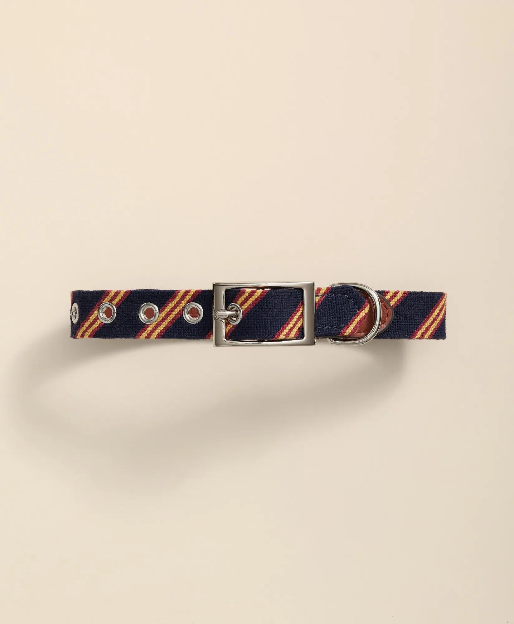 Smathers & Branson Needlepoint Rep Stripe Dog Collar