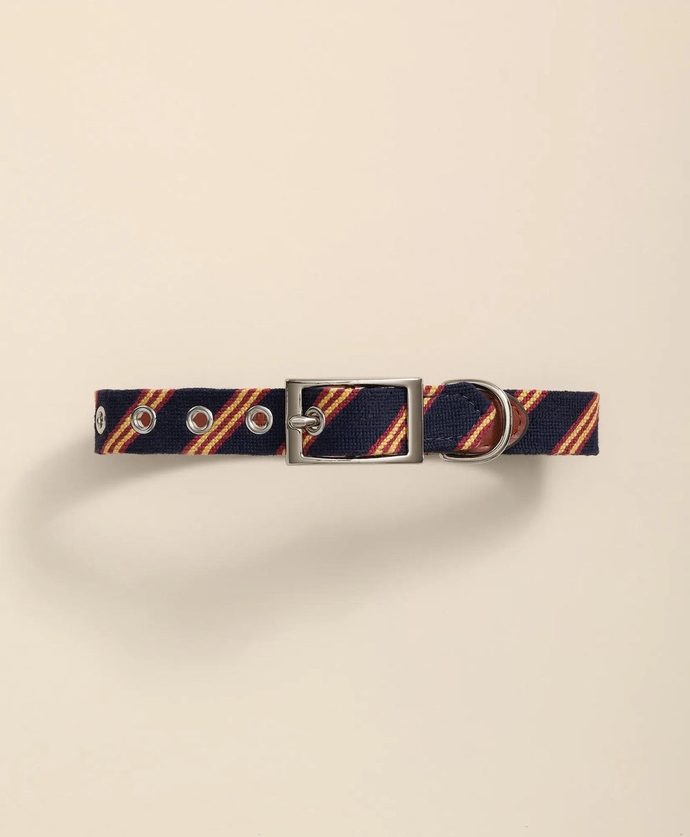 Smathers & Branson Needlepoint Rep Stripe Dog Collar