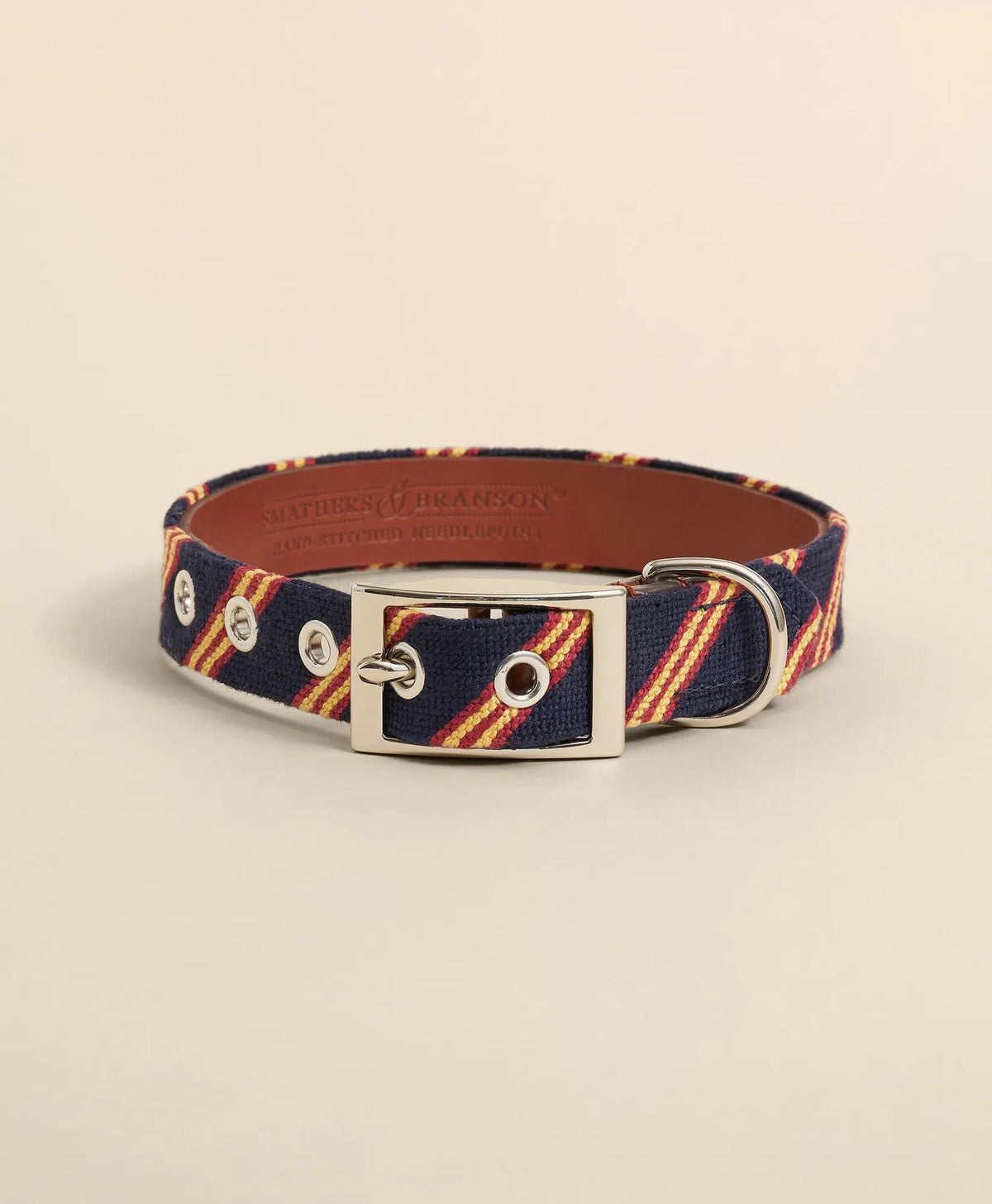 Smathers & Branson Needlepoint Rep Stripe Dog Collar