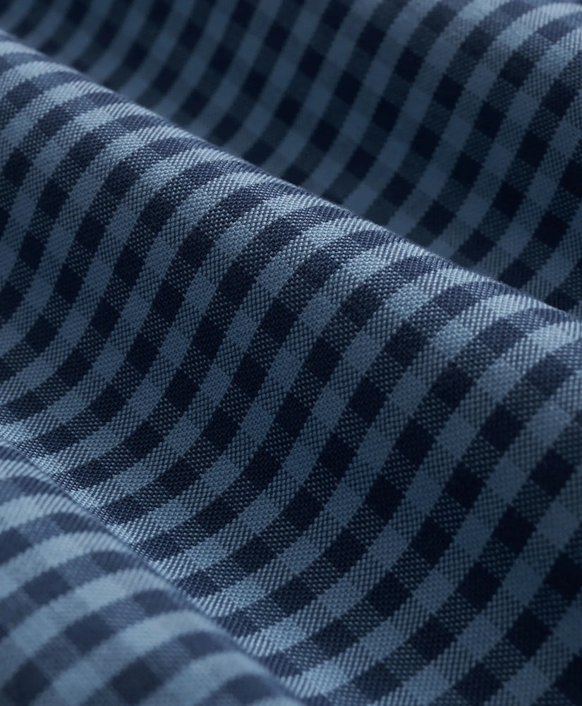 Stretch Cotton Non-Iron Oxford Polo Button Down Collar, Gingham Shirt
