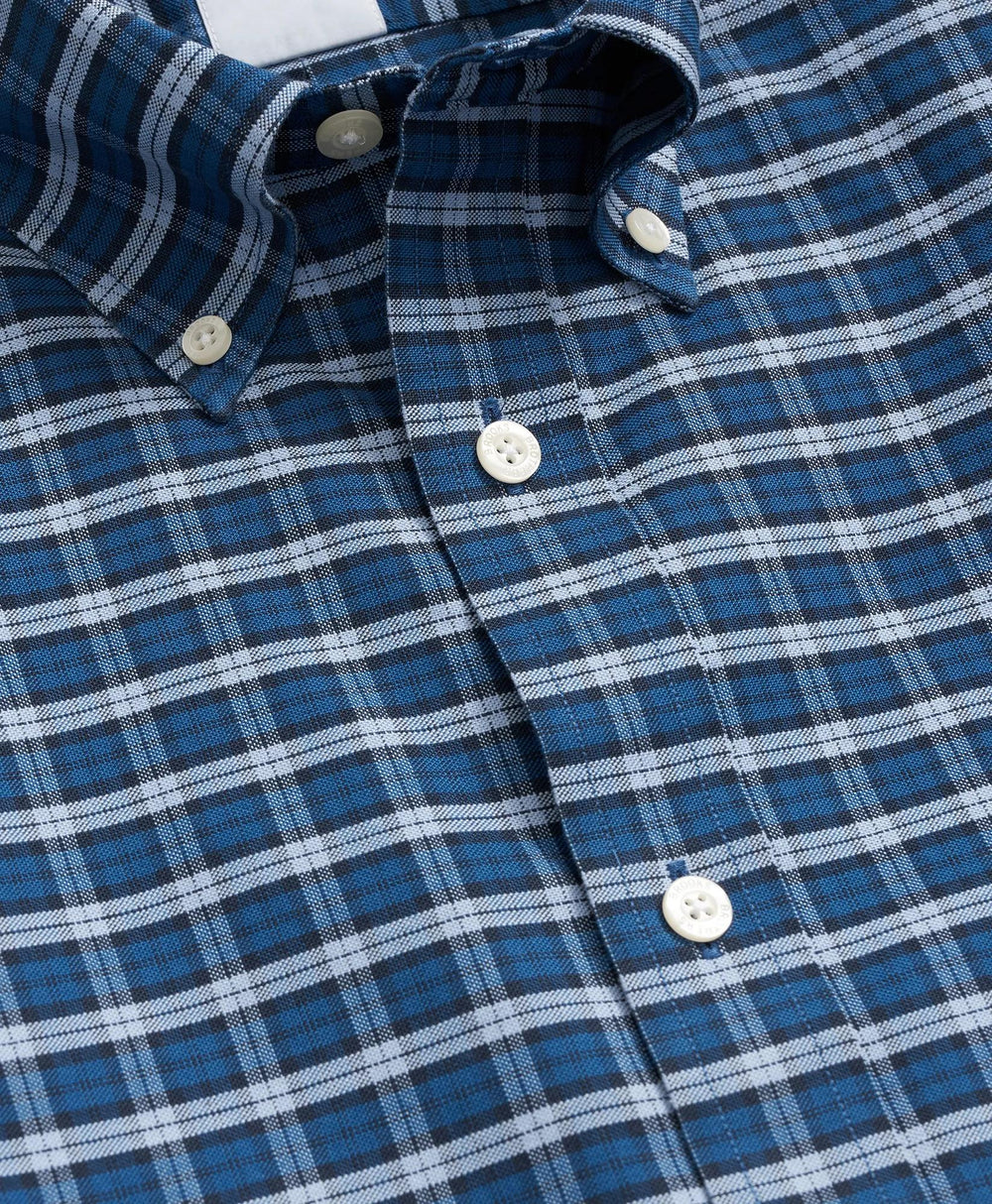 Stretch Cotton Non-Iron Oxford Polo Button Down Collar, Mini Tartan Shirt