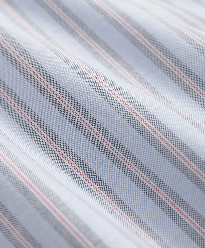 Stretch Cotton Non-Iron Oxford Polo Button Down Collar, Striped Shirt
