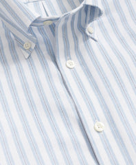 Stretch Cotton Non-Iron Oxford Polo Button Down Collar, Track Stripe Shirt