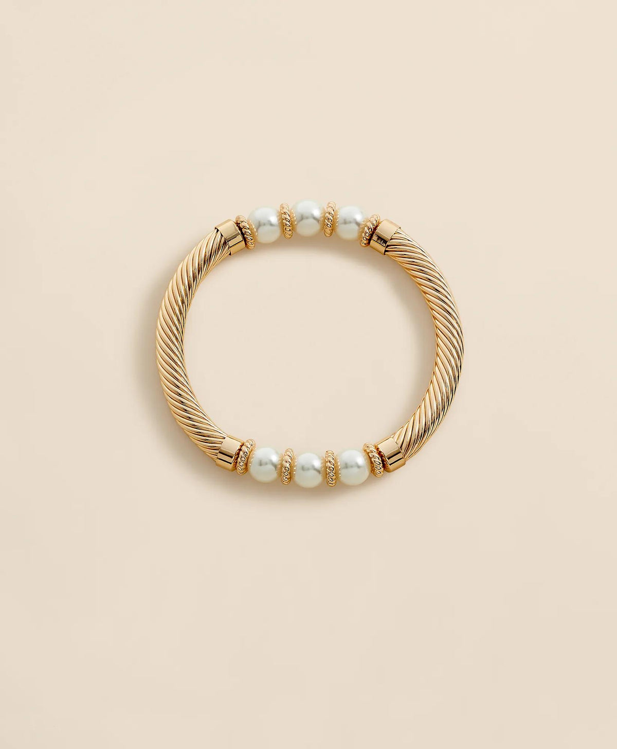 Stretch Faux-Pearl Bracelet with Gold-Plated Rope Detail