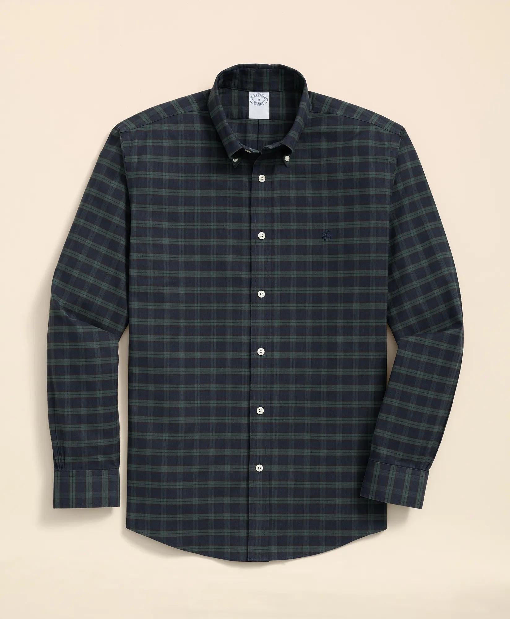 Stretch Non-Iron Oxford Button-Down Collar, Black Watch Shirt