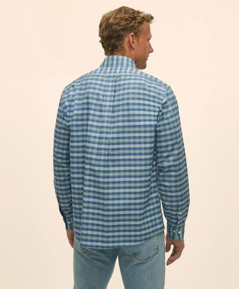 Stretch Non-Iron Oxford Button-Down Collar, Tartan Sport Shirt