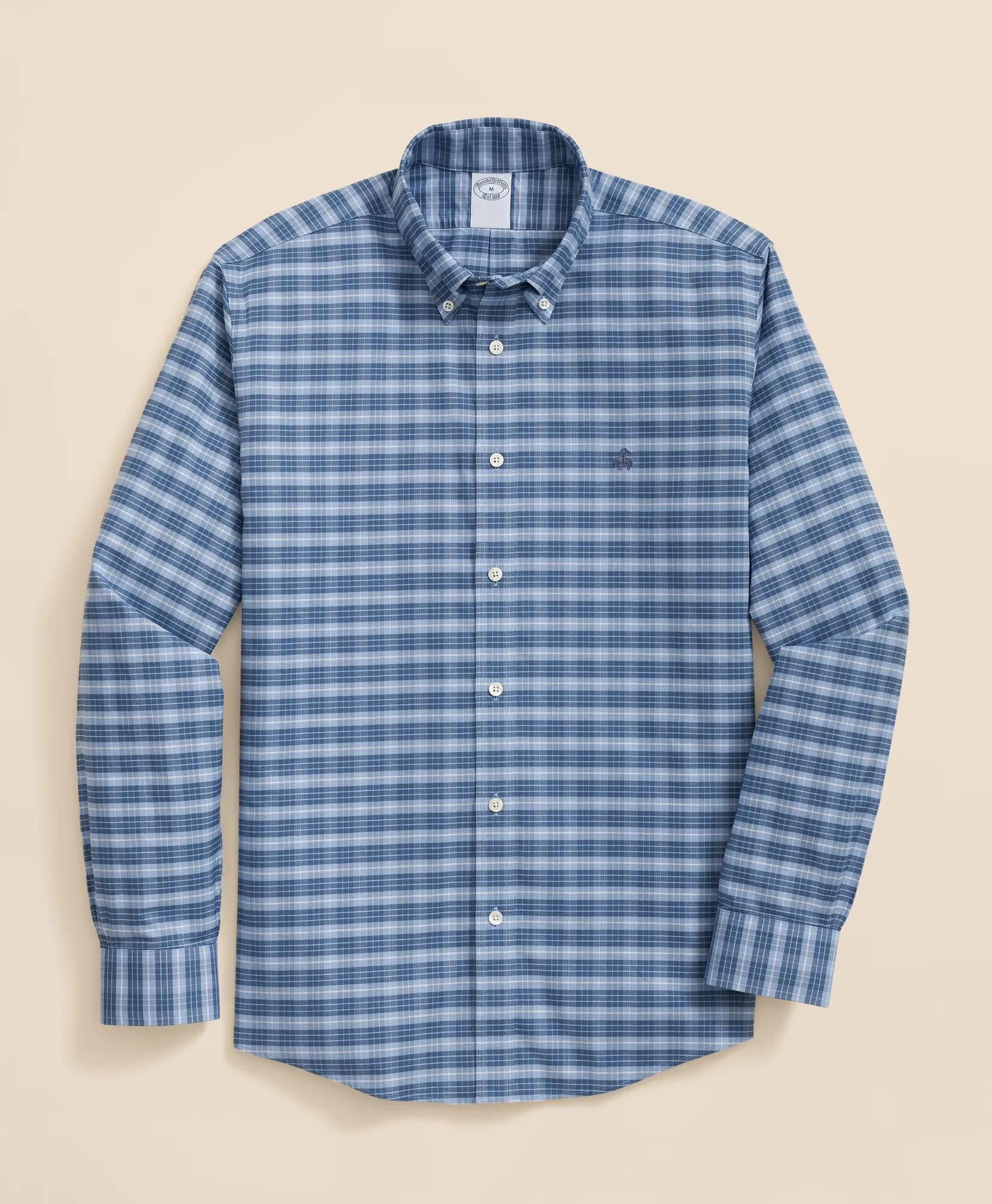 Stretch Non-Iron Oxford Button-Down Collar, Tartan Sport Shirt
