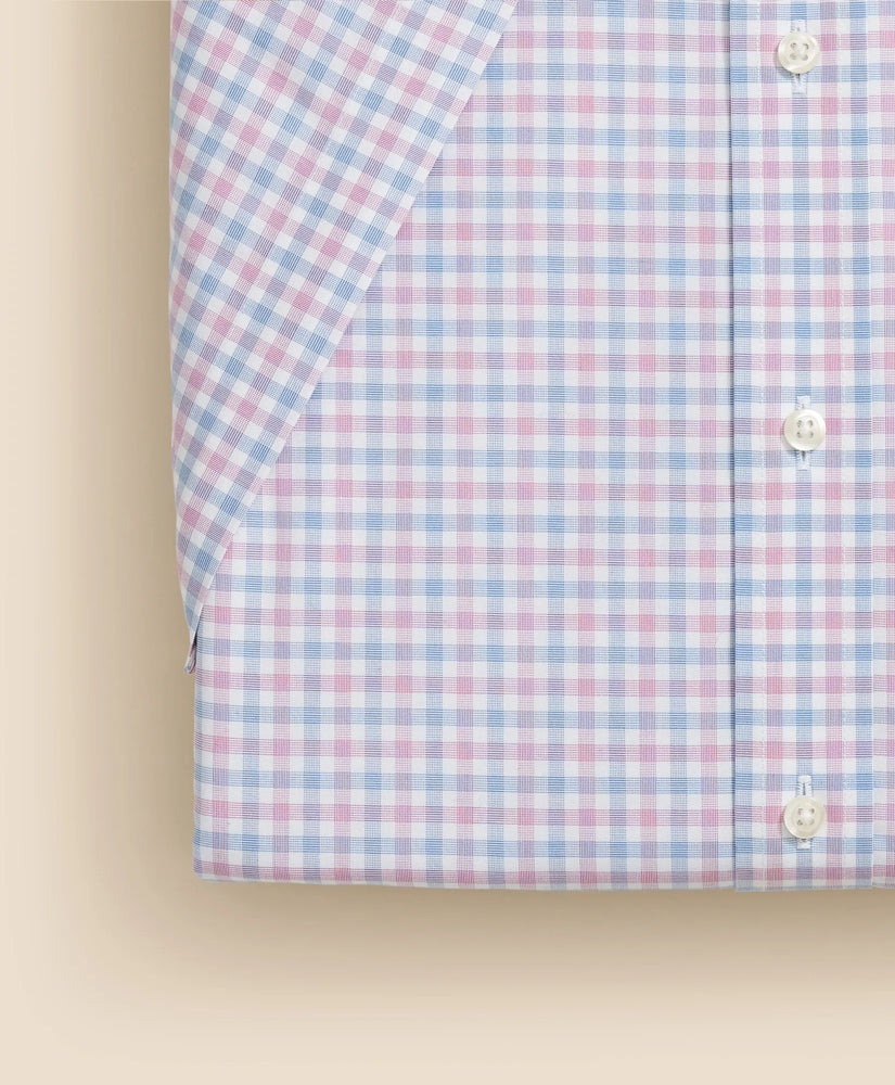 Stretch Supima® Cotton Non-Iron Ainsley Collar, Alternating Check Short-Sleeve Dress Shirt
