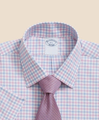 Stretch Supima® Cotton Non-Iron Ainsley Collar, Alternating Check Short-Sleeve Dress Shirt