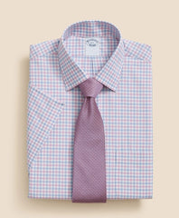Stretch Supima® Cotton Non-Iron Ainsley Collar, Alternating Check Short-Sleeve Dress Shirt