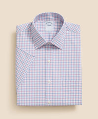 Stretch Supima® Cotton Non-Iron Ainsley Collar, Alternating Check Short-Sleeve Dress Shirt