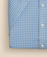 Stretch Supima® Cotton Non-Iron Broadcloth Polo Button-Down Collar, Checked Short-Sleeve Dress Shirt