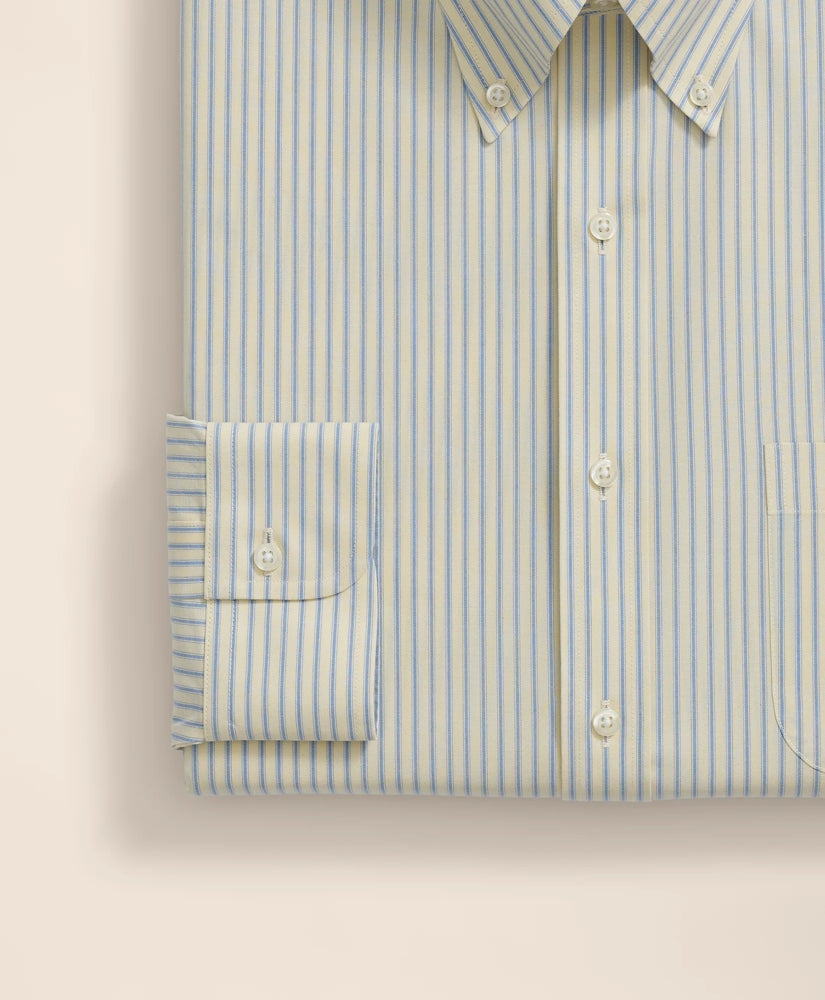 Stretch Supima® Cotton Non-Iron Broadcloth Polo Button-Down Collar, Striped Dress Shirt