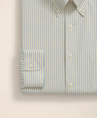 Stretch Supima® Cotton Non-Iron Broadcloth Polo Button-Down Collar, Striped Dress Shirt