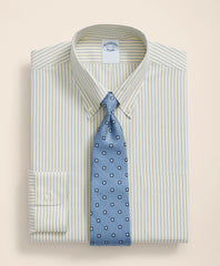 Stretch Supima® Cotton Non-Iron Broadcloth Polo Button-Down Collar, Striped Dress Shirt