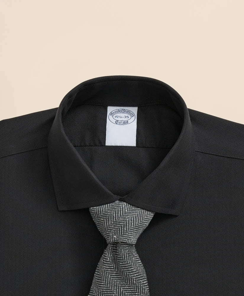 Stretch Supima® Cotton Non-Iron English Spread Collar, Herringbone Dress Shirt