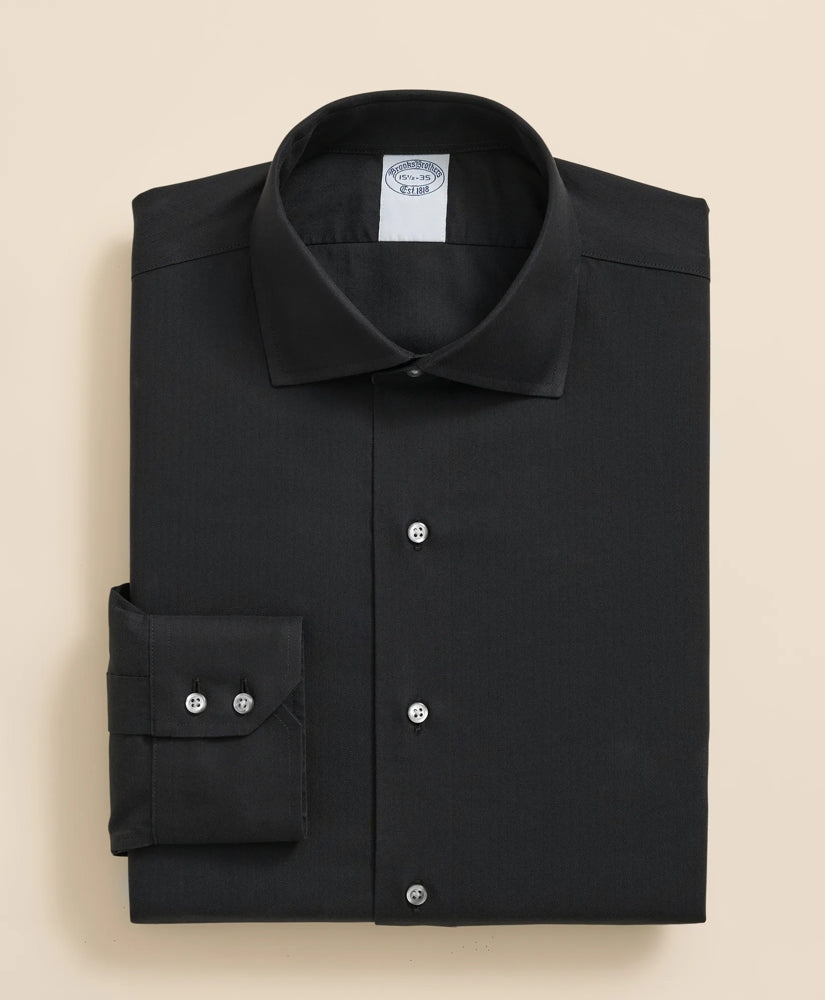 Stretch Supima® Cotton Non-Iron English Spread Collar, Herringbone Dress Shirt