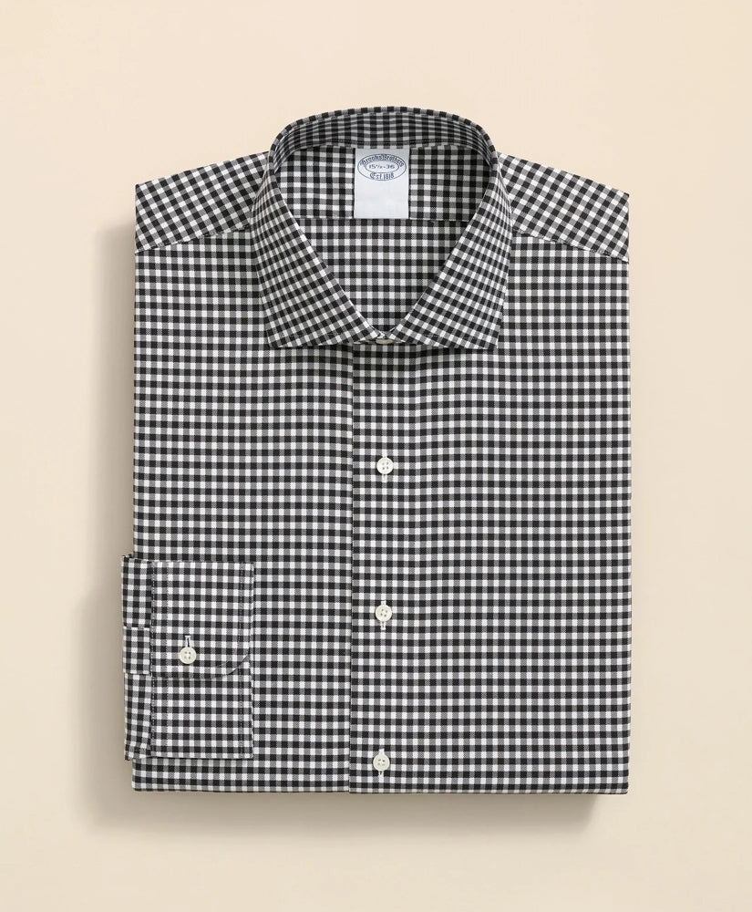 Stretch Supima® Cotton Non-Iron Herringbone English Spread Collar, Gingham Dress Shirt