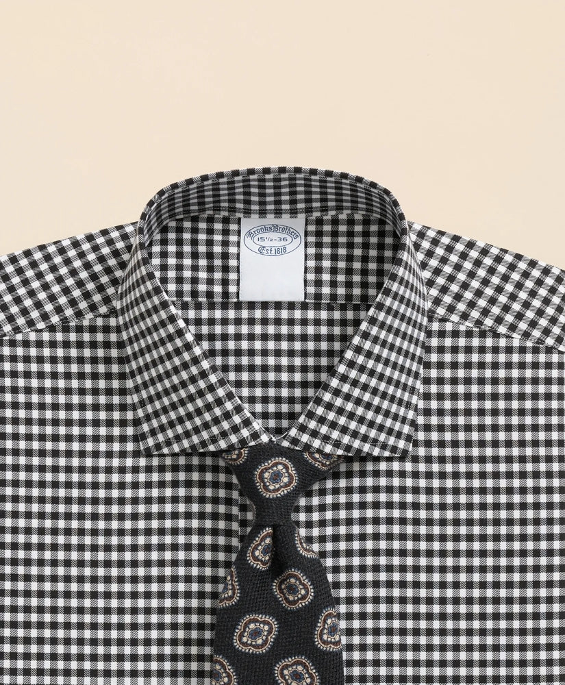 Stretch Supima® Cotton Non-Iron Herringbone English Spread Collar, Gingham Dress Shirt