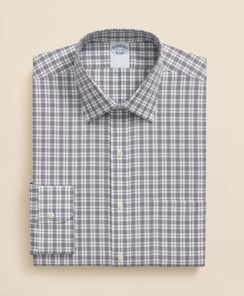 Stretch Supima® Cotton Non-Iron Pinpoint Oxford Ainsley Collar, Check Dress Shirt