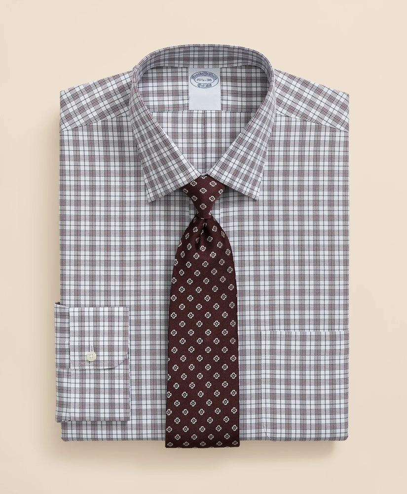 Stretch Supima® Cotton Non-Iron Pinpoint Oxford Ainsley Collar, Check Dress Shirt