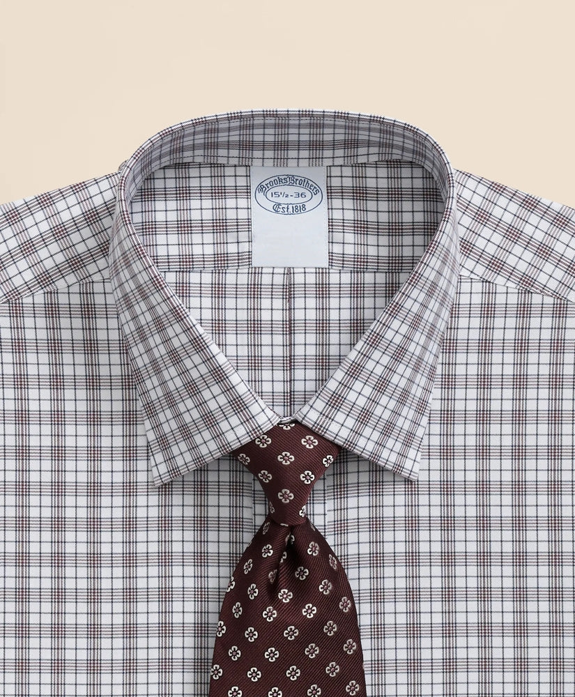 Stretch Supima® Cotton Non-Iron Pinpoint Oxford Ainsley Collar, Check Dress Shirt