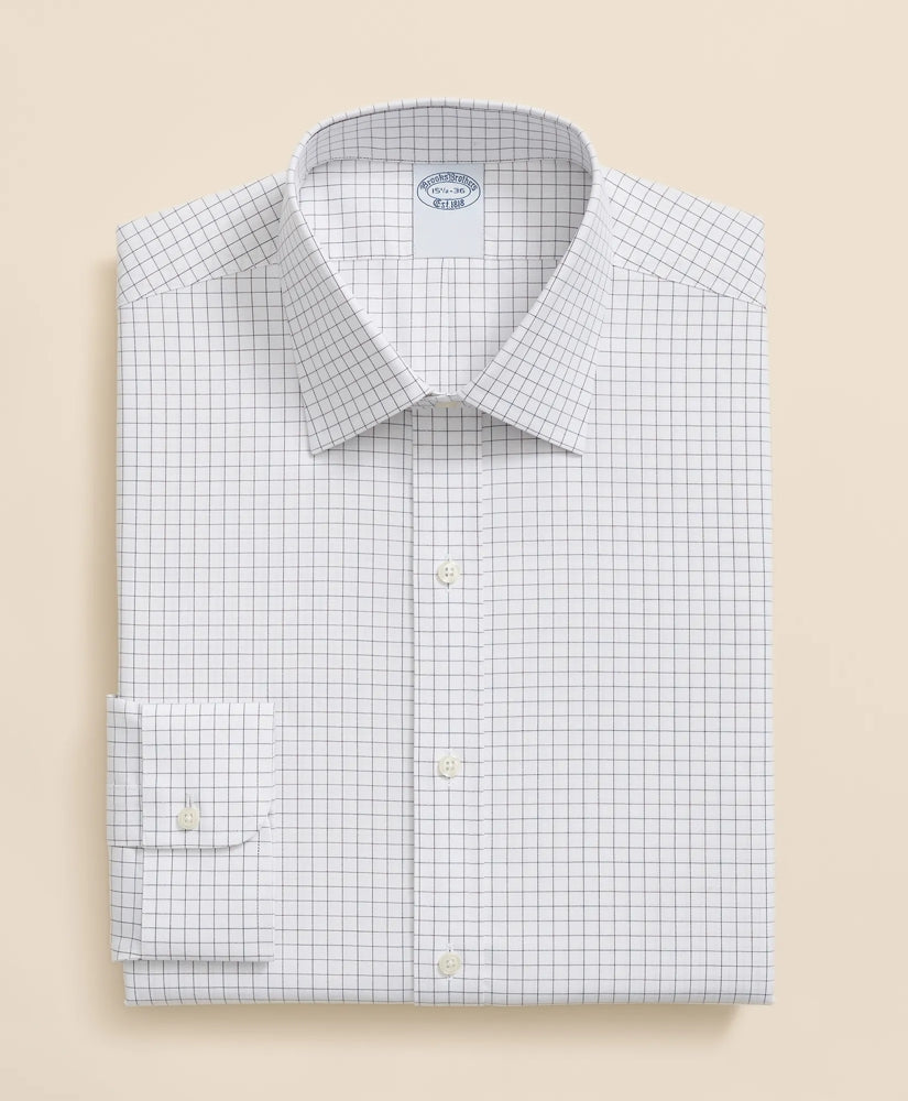 Stretch Supima® Cotton Non-Iron Pinpoint Oxford Ainsley Collar, Windowpane Dress Shirt