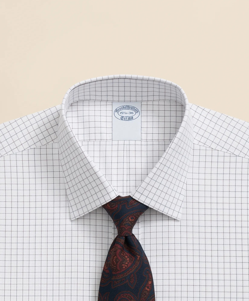 Stretch Supima® Cotton Non-Iron Pinpoint Oxford Ainsley Collar, Windowpane Dress Shirt